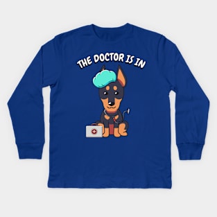 Cute Guard dog is a doctor Kids Long Sleeve T-Shirt